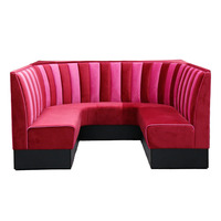 S062 luxe en cuir véritable stand U forme stand sièges restaurant rond discothèque canapé ensemble meubles velours canapé chesterfield