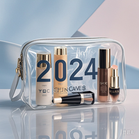 Trousse de toilette de bain de fitness transparente en PVC personnalisable avec poignée à fermeture à glissière étui cosmétique pour femmes couleurs holographiques