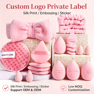 Set di 20 Spugne per Trucco Rosa, Senza Lattice, per Pulizia del Viso, con Logo Personalizzato, Kit di Strumenti Cosmetici per Donne - Product Image 4
