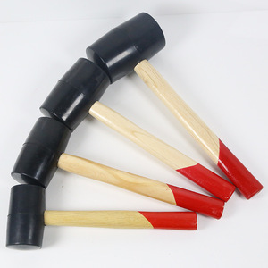 Martillo de goma Mo Xuan con mango de madera y punta roja, herramienta para instalación de azulejos, martillo de albañil duradero - Product Image 1