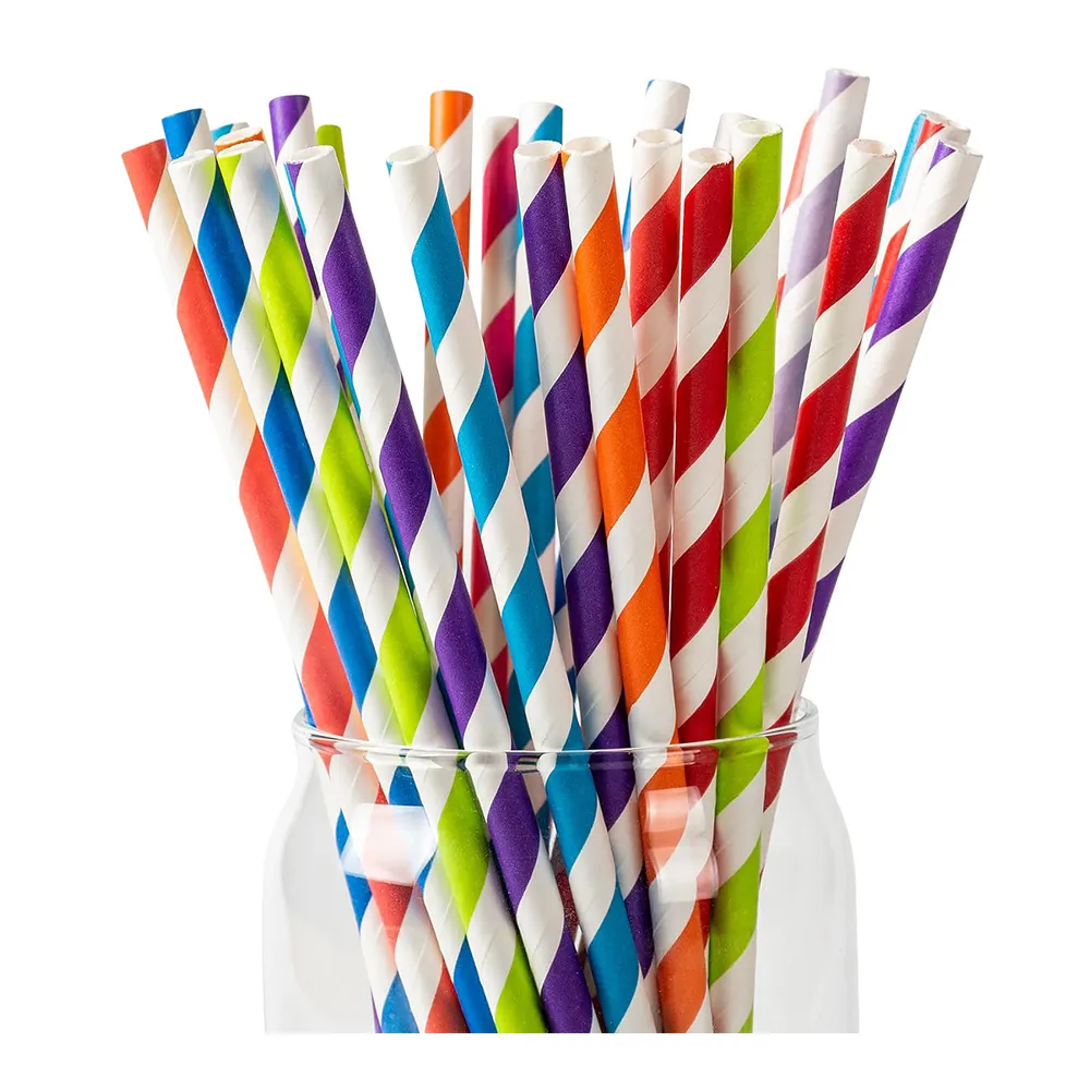 Factory Direct Sales Red And White Paper Straws Cheap Kraft Paper Straws Wood Pulp