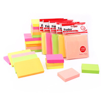 Blocs-notes autocollants Foska de tailles variées en couleurs néon vives, 100 feuilles par paquet, pour fournitures scolaires et de bureau