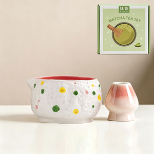 Ensemble de bols à matcha en céramique peints à la main avec motif d'<span class=keywords><strong>arbre</strong></span> fruitier en relief et bec verseur – Vente en gros - Product Image 4