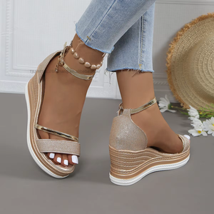 Women <b>Platform</b> Thick Sole Big Fish Mouth <b>Wedge</b> Beach <b>Sandals</b> Summer New European and American Roman <b>Sandals</b> - Product Image 4
