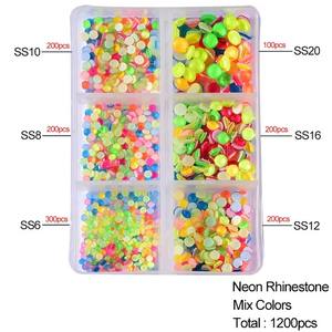 Oleeya - Cristales de Estrás al por Mayor, Precio de Mayoreo, 1200 Piezas, Cristales de Estrás de Cristal, 6 Tamaños, Caja de 6 Compartimentos, Cristales de Estrás Termoadhesivos para <span class=keywords><strong>Uñas</strong></span> - Product Image 2