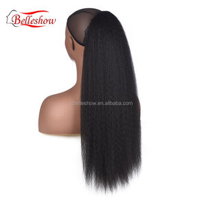 Perruque queue de cheval Afro synthétique lisse et crépue — noble, <span class=keywords><strong>chignon</strong></span> de <span class=keywords><strong>cheveux</strong></span> longs pour femmes, queue de cheval, <span class=keywords><strong>cheveux</strong></span> YAKI de 22 pouces, offre spéciale - Product Image 2