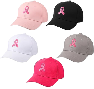 Cappello per la Consapevolezza sul Cancro al Seno, <span class=keywords><strong>Nastro</strong></span> <span class=keywords><strong>Rosa</strong></span> Ricamato, Stile Vintage, Berretto da Baseball in Cotone Regolabile per Donna, Accessori Moda - Product Image 3