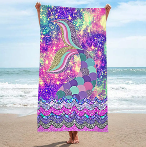 Serviette de plage super absorbante en coton 100% pur, à motif personnalisé, de haute qualité, à prix bas, très vendue, avec poche - Product Image 4