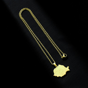 Colliers à chaîne émaillée pour <span class=keywords><strong>carte</strong></span> de la ville de <span class=keywords><strong>Roumanie</strong></span> en acier inoxydable plaqué or 18 carats Collier à pendentif pour <span class=keywords><strong>carte</strong></span> du drapeau national de la <span class=keywords><strong>Roumanie</strong></span> - Product Image 6