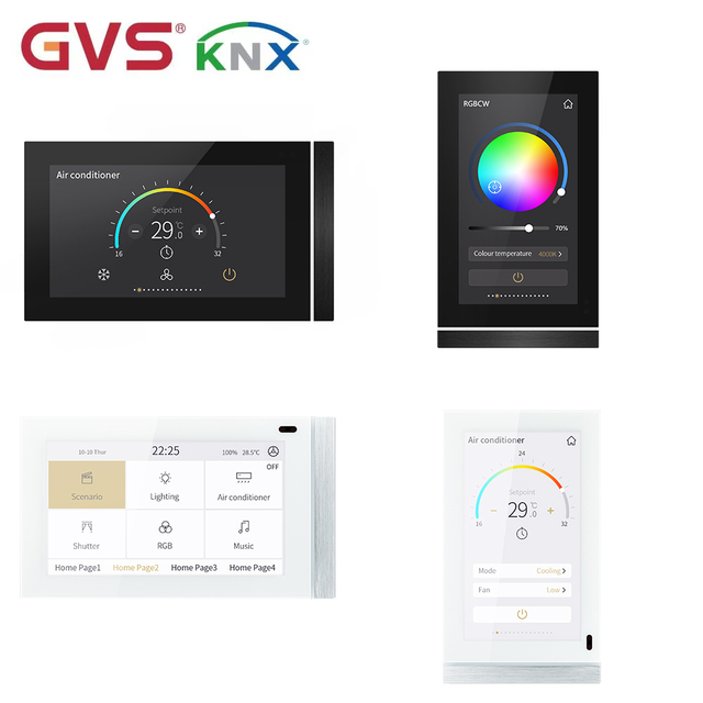 KNX Smart Home 5" IPS Touch Control Wall-mounted Home and Building Control System Wall Switch with Full KNX Functions