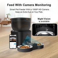 Caméra pour animaux de compagnie WiFi Full HD 1080p avec audio bidirectionnel, distributeur de nourriture intelligent pour chien avec WiFi 5G