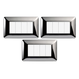 Juego de interruptores de pared Gloca, 3 piezas, 4 vías, plástico, cromo pulido, estilo moderno, 16 A, 250 V, IP20 - Product Image 1
