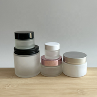 Pot en verre ambré épais rechargeable de 30 g pour maquillage, baume à lèvres, crème visage, avec couvercle noir et spatule