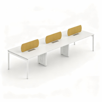 Escritorio de Oficina Modular de Diseño Lineal Moderno para 2, 4 o 6 Personas, con Pantalla de Madera, Estación de Trabajo para Personal Cara a Cara