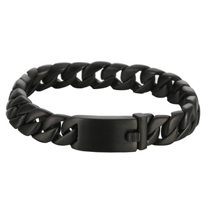 CBB037 Bracciale a catena nero da uomo in acciaio inossidabile 316L, fatto a mano, con chiusura robusta, stile punk hippie rock, gioielli da uomo di alta qualità - Product Image 1