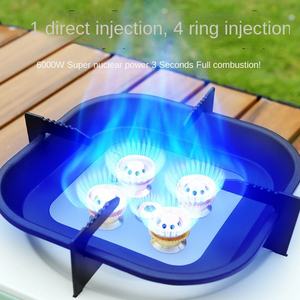 Réchaud à <span class=keywords><strong>gaz</strong></span> portable haute puissance en métal, <span class=keywords><strong>4</strong></span> brûleurs, butane, <span class=keywords><strong>camping</strong></span>, allumage automatique, sécurité, coupe-vent, facile à nettoyer, cuisine domestique - Product Image 3