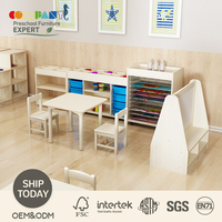 Meuble de rangement artistique professionnel en bois Montessori pour crèche, aire créative et garderie