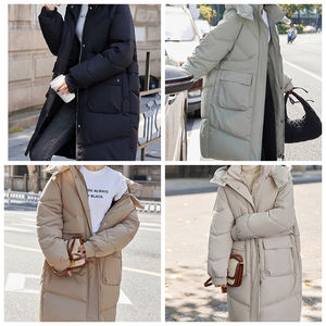 Giacca di cotone all'ingrosso a basso prezzo per <span class=keywords><strong>donna</strong></span> stile medio-<span class=keywords><strong>lungo</strong></span> con cappuccio e vita Cinching effetto dimagrante grande tasca - Product Image 5