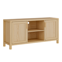 Table console en bois cannelé naturel, directement de l'usine, avec étagère inférieure, idéale pour l'entrée ou comme table de canapé, pour la décoration du couloir