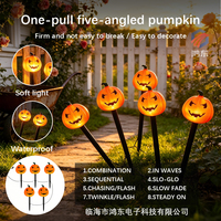 Nouvelles lumières LED d'Halloween en forme de citrouille à tige courbée, blanc chaud, étanches IP44, DC 36V, à brancher au sol, pour jardin extérieur et festivals