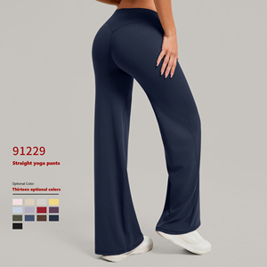 XW-91229 <span class=keywords><strong>vita</strong></span> alta elasticizzata sport all'aria aperta larghi <span class=keywords><strong>comodi</strong></span> da allenamento Casual da corsa <span class=keywords><strong>pantaloni</strong></span> sportivi svasati classici da <span class=keywords><strong>donna</strong></span> - Product Image 2