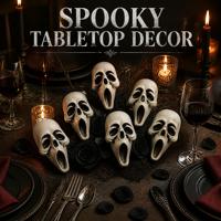 SIPKLR Lot de 6 Têtes de Squelettes Crânes Halloween Effrayants, Mini Têtes de Squelettes en Plastique Grommelantes pour Fête Horreur, Décoration Gothique Maison et Jardin