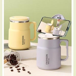 Mug à café isotherme de 600 ml <span class=keywords><strong>avec</strong></span> infuseur à thé amovible, paroi en acier inoxydable, <span class=keywords><strong>tasse</strong></span> à eau de bureau <span class=keywords><strong>avec</strong></span> poignée et couvercle rabattable - Product Image 4