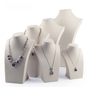 Custom Portrait necklace stand made of velvet linen leather necklace <b>display</b> stand H-shaped jewelry portrait necklace <b>model</b> - Product Image 3