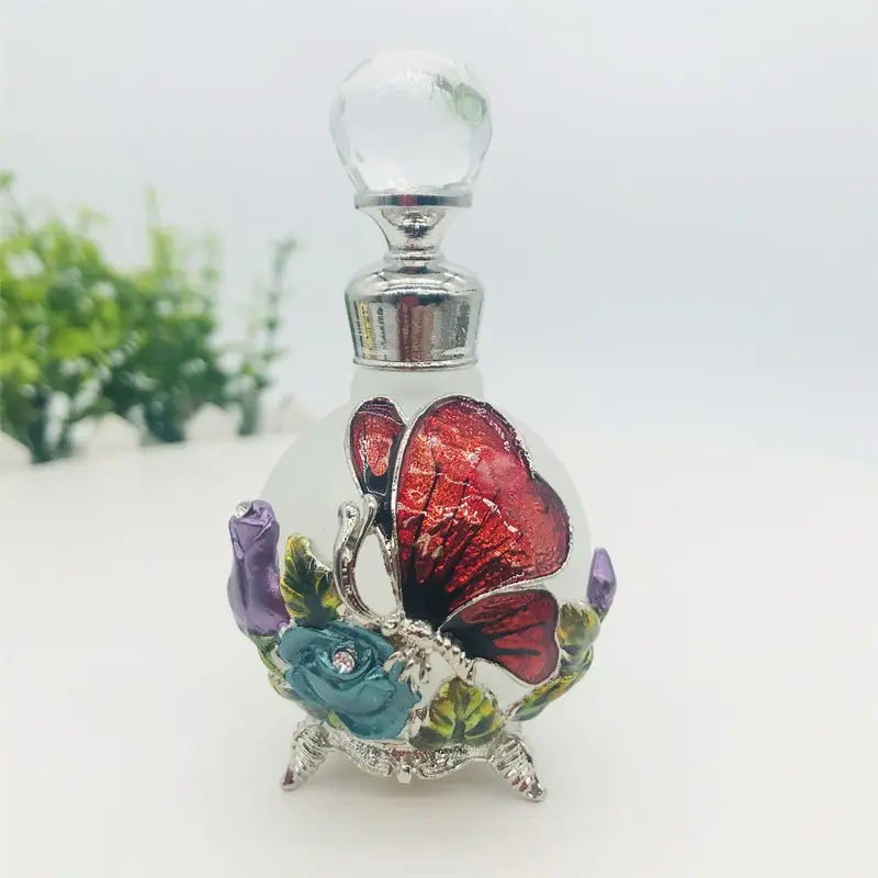 30ミリリットルAntiqued Vintage Craft Gift Home Decoration Metal Alloy Perfume Bottle Retro Arab Style Empty Glass Essential Oil Bottle