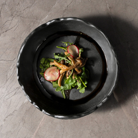 Assiettes en Porcelaine de Haute Qualité, Nouveau Design, Motif Pierre Mate Noir et Blanc, Modernes et Créatives pour la Restauration