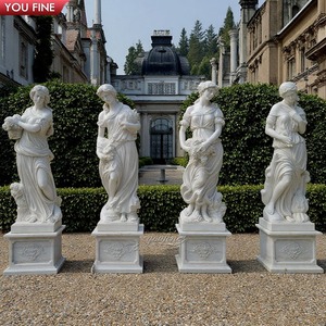 YOUFINE Paysage Design De Luxe Haute Qualité Classique Sculpture De Jardin Sculpté À La Main En <span class=keywords><strong>Marbre</strong></span> Blanc Quatre Saisons Dame Statue - Product Image 2