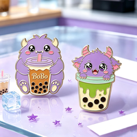 Los nuevos alfileres de solapa de dibujos animados al por mayor personalizado Matcha té de la leche insignia lindo Anime broche monstruo alfileres Boba esmalte alfileres para chaqueta