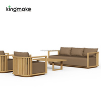 Ensemble de meubles d'extérieur en teck moderne de luxe pour patio, jardin, cour, balcon, sièges imperméables, canapé de jardin en bois