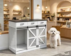 Bestseller Nuovo Arrivo: Gabbia per Cani di Taglia Grande con 3 Cassetti Portaoggetti, Cuccia in Legno con Divisorio Rimovibile - Product Image 1