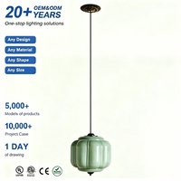 Suspension vintage en verre vert céladon en forme de citrouille, réglable, câblée, lumière blanc chaud, certifiée pour îlot de cuisine
