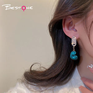 Nouveau gros saint valentin cadeau 925 argent aiguille bleu goutte coeur boucles d'oreilles pour les femmes prêt à expédier - Product Image 2