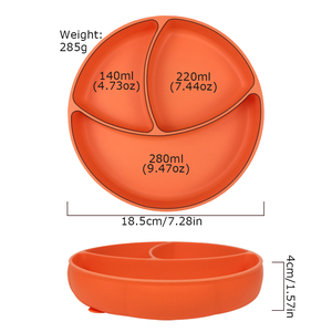 Assiette pour tout-petits en silicone sans BPA, à compartiments, avec base à ventouse, écologique, facile à nettoyer, pour repas d'enfants, vente en gros, faible MOQ - Product Image 2