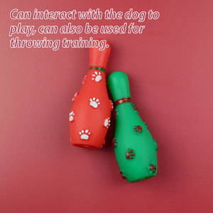 Jouets à mâcher en caoutchouc en forme de boule de bowling pour Noël, pour chiens, jouet interactif d'entraînement pour animaux de compagnie, pour le soin dentaire et le jeu sonore - Product Image 2