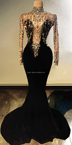 Elegante Vestido Largo de Terciopelo con Cristales para Fiesta de Cumpleaños, Graduación, Boda, Vestido de Noche para Mujer, Estilo Sirena - Product Image 6