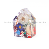 Bunga Awetan dalam Resin, Rumah Kecil Artistik Buatan Tangan, Bunga Asli, Epoksi Transparan Tinggi, Dekorasi Rumah untuk Ruang Tamu