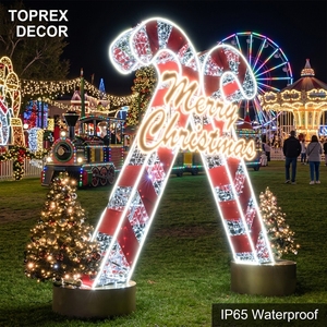 Arco <span class=keywords><strong>de</strong></span> Luces LED Gigante Toprex IP65 con Diseño <span class=keywords><strong>de</strong></span> Bastón <span class=keywords><strong>de</strong></span> Caramelo, Decoración Navideña <span class=keywords><strong>de</strong></span> Grado Comercial para Exteriores, Parques, Centros Comerciales - Product Image 1