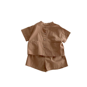 Ensemble d'été personnalisé pour tout-petits bébés garçons ensemble en <span class=keywords><strong>lin</strong></span> chemise à manches courtes surdimensionnée et <span class=keywords><strong>short</strong></span> 2 pièces ensembles pour petit garçon - Product Image 1
