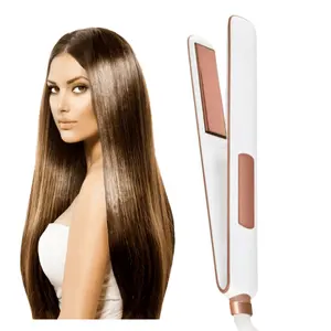 Pro stainless steel plate chapinha hair straightener Newest Titanium Ionic Hair Straightener Electric Flat Iron Led Display