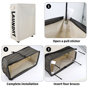 Panier <span class=keywords><strong>à</strong></span> linge personnalisé en toile imperméable pliable bon marché avec poignée en <span class=keywords><strong>patin</strong></span> <span class=keywords><strong>à</strong></span> roulettes - Product Image 6