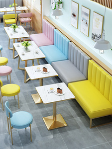 Cabina de sofá de madera fresca Simple moderna para café y restaurantes occidentales Diseño de <span class=keywords><strong>tienda</strong></span> de té de <span class=keywords><strong>la</strong></span> leche y reuniones de ocio de moda - Product Image 3