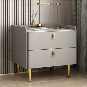 Mesita de Noche Inteligente de Madera Maciza con Tapa de Piedra, Tres Funciones, Moderna, Sencilla, de Lujo Ligero, Estilo Italiano, Inalámbrica - Product Image 5