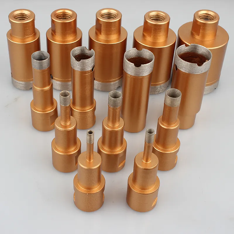 Usine de Guangzhou 1/2 "scie cloche à gaz ensemble Cutter Rock Dalle Béton Céramique Pierre Dry Dry Drill Vacuum Brazed Diamond Core Drill Bits