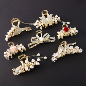 Pinza de Pelo Estilo Retro de 12 cm, de Aleación de Zinc, con Flores y Perlas, para Mujer, Ideal para Bodas - Product Image 2