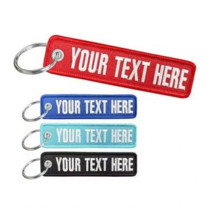Fashion Promotional Brand Name Logo Embroidery Jet Tag Keychain <b>Key</b> Ring Custom Accessories - Product Image 1