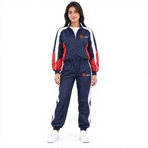 <b>Women</b> Outdoor Stand Collar Windbreaker Jacket <b>Pants</b> Two Piece Tracksuit Set Side Stripe Loose Fit 100% Polyester Eco-Friendly - Product Image 1